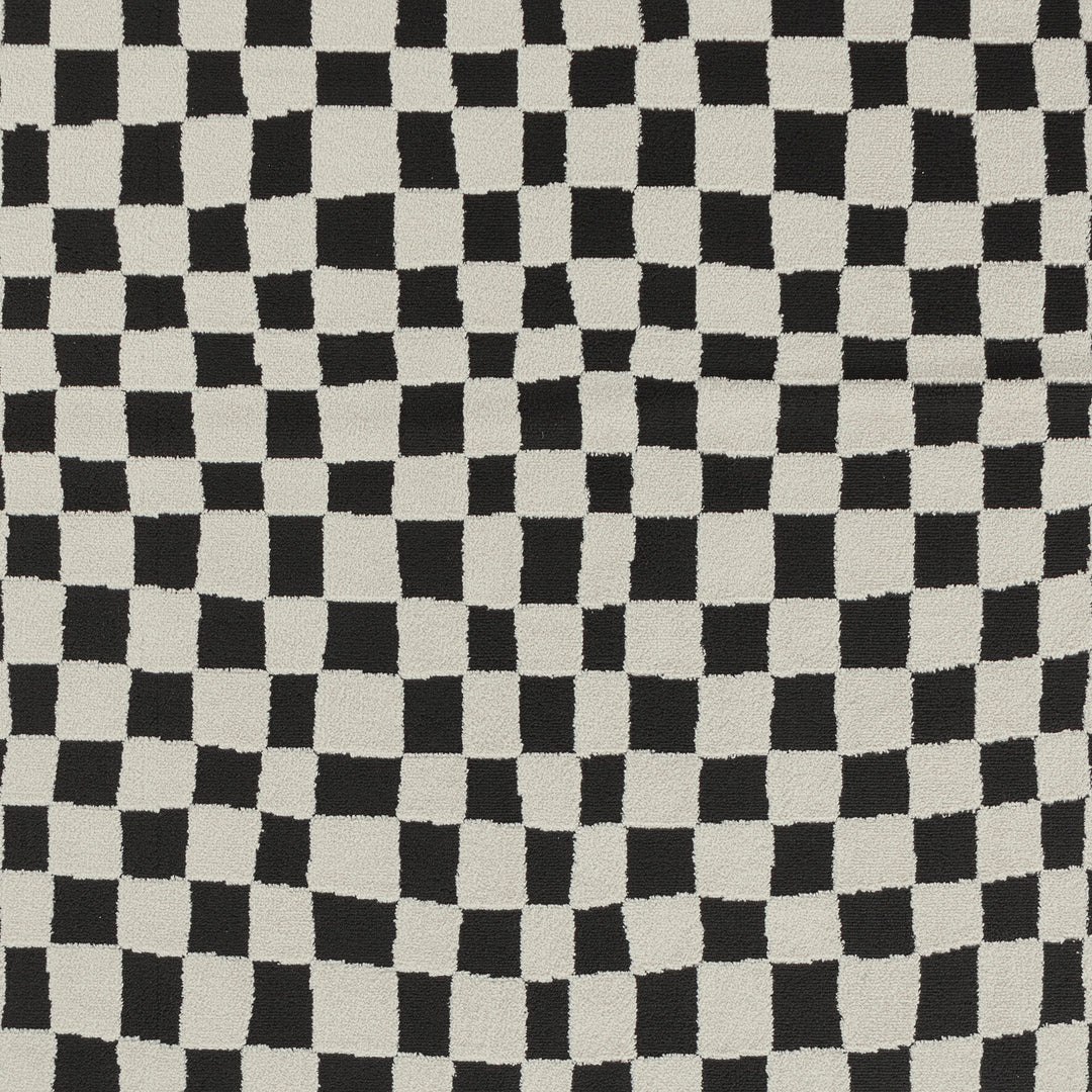 Freud Modern High Pile Checkered Rug Black - TheArtistsQuarter