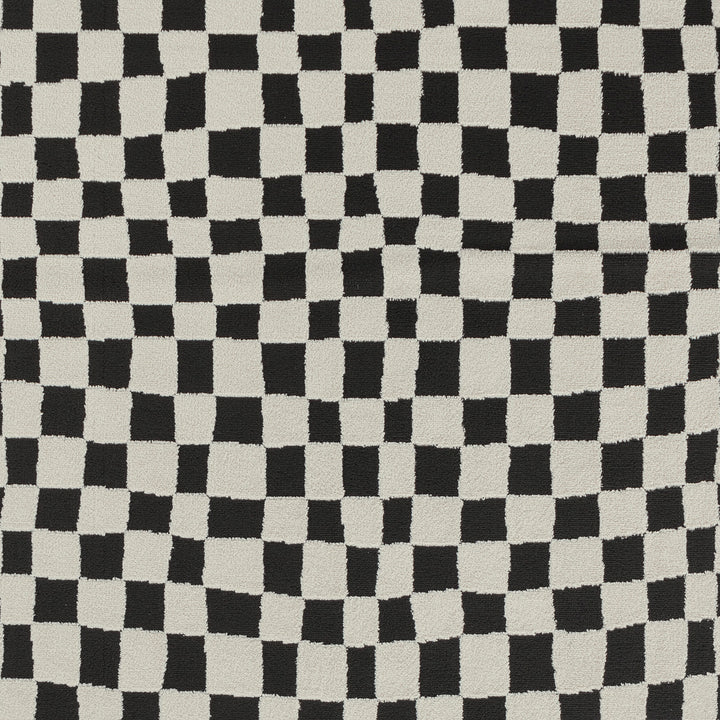 Freud Modern High Pile Checkered Rug Black - TheArtistsQuarter