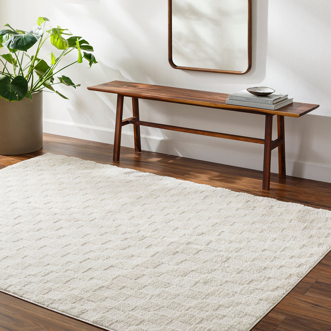 Freud Modern High Pile Checkered Rug White - TheArtistsQuarter