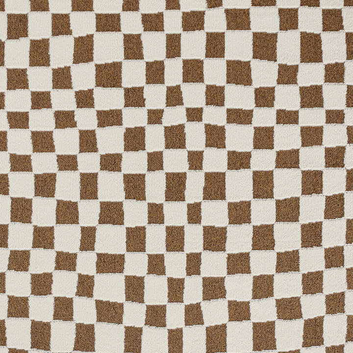 Freud Modern High Pile Checkered Rug Brown - TheArtistsQuarter