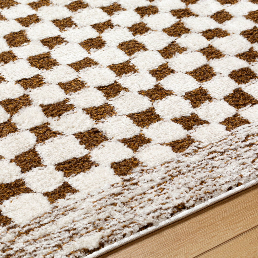 Freud Modern High Pile Checkered Runner Brown - TheArtistsQuarter