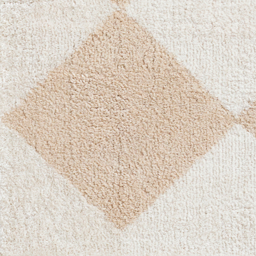 Fossay Washable Diamond Shaggy Rug Beige - TheArtistsQuarter