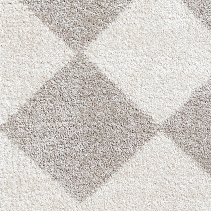 Fossay Washable Diamond Shaggy Rug Grey - TheArtistsQuarter