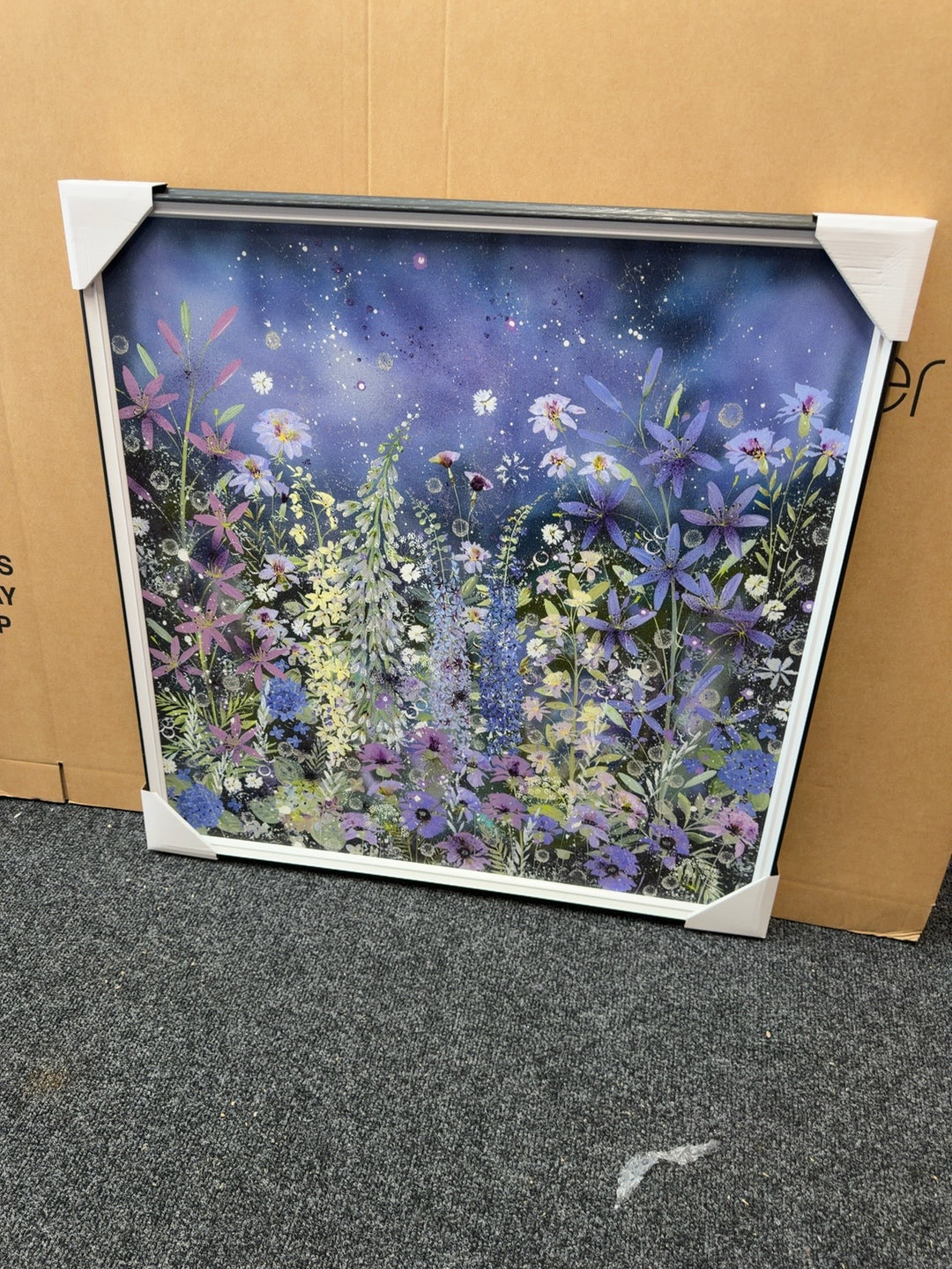 Jen Morgan purple wildflower trial piece 83cm square