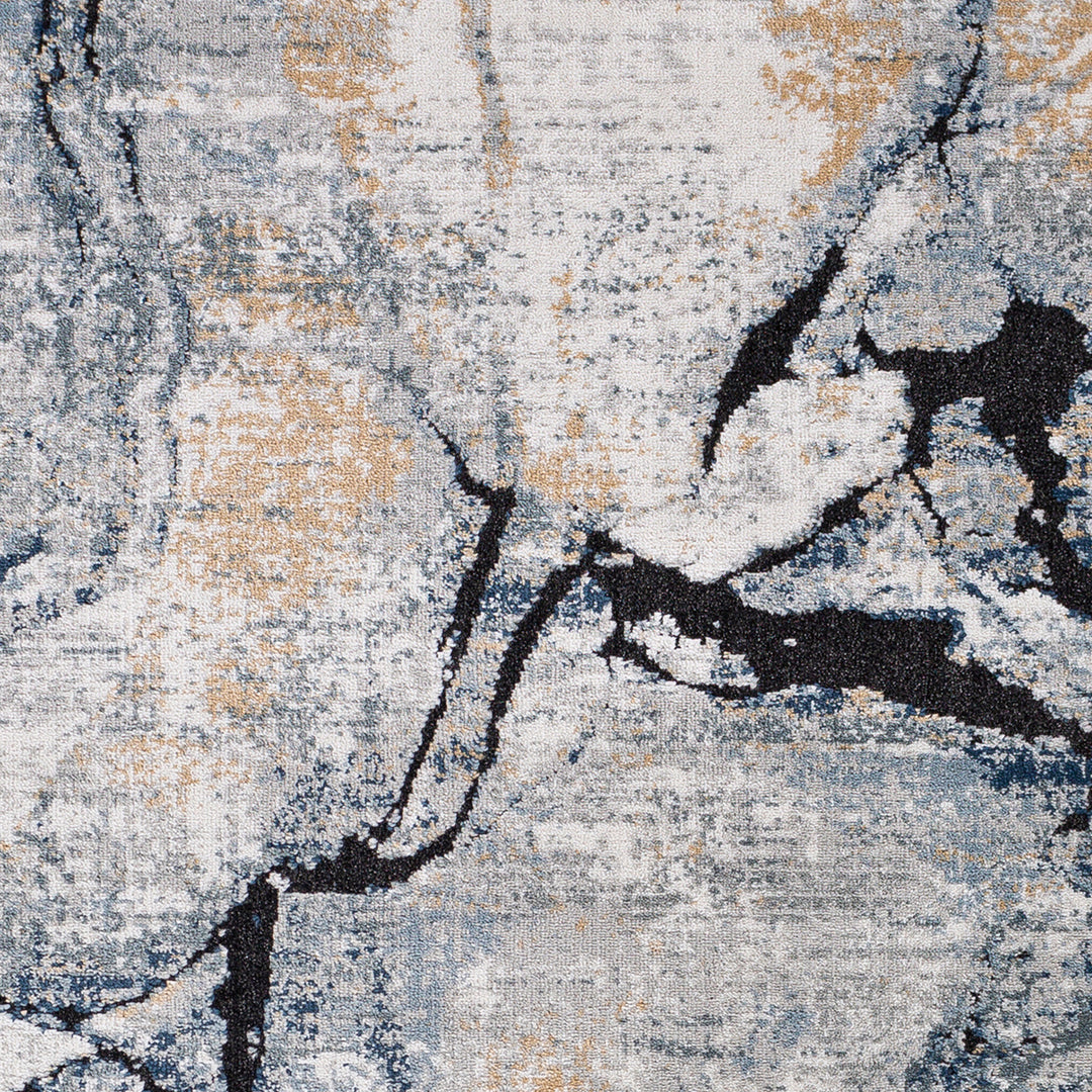 Jolie Abstract Marble Rug Blue & Medium Grey - TheArtistsQuarter