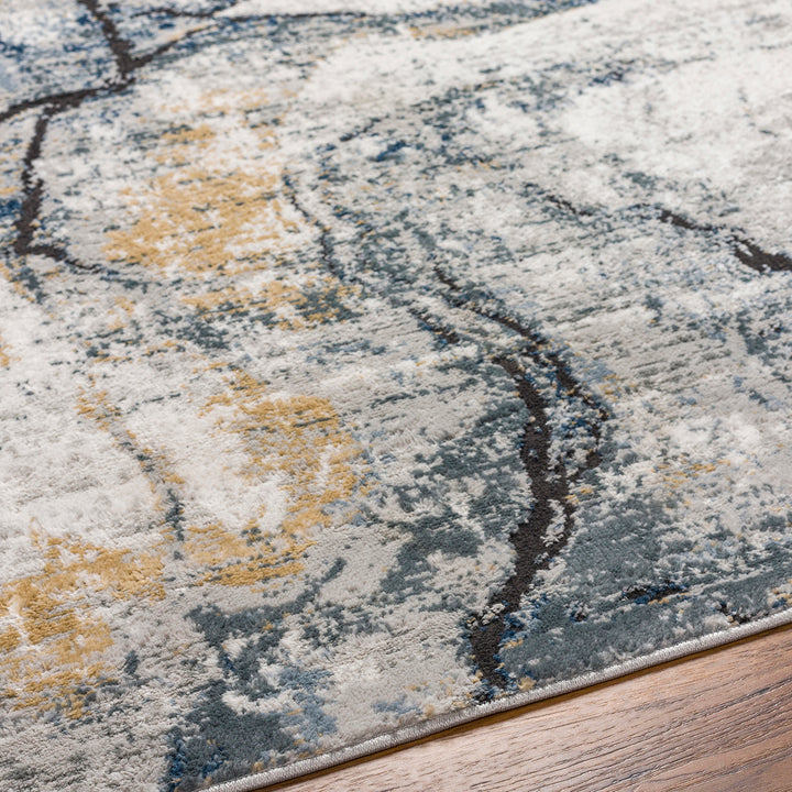 Jolie Abstract Marble Rug Blue & Medium Grey - TheArtistsQuarter