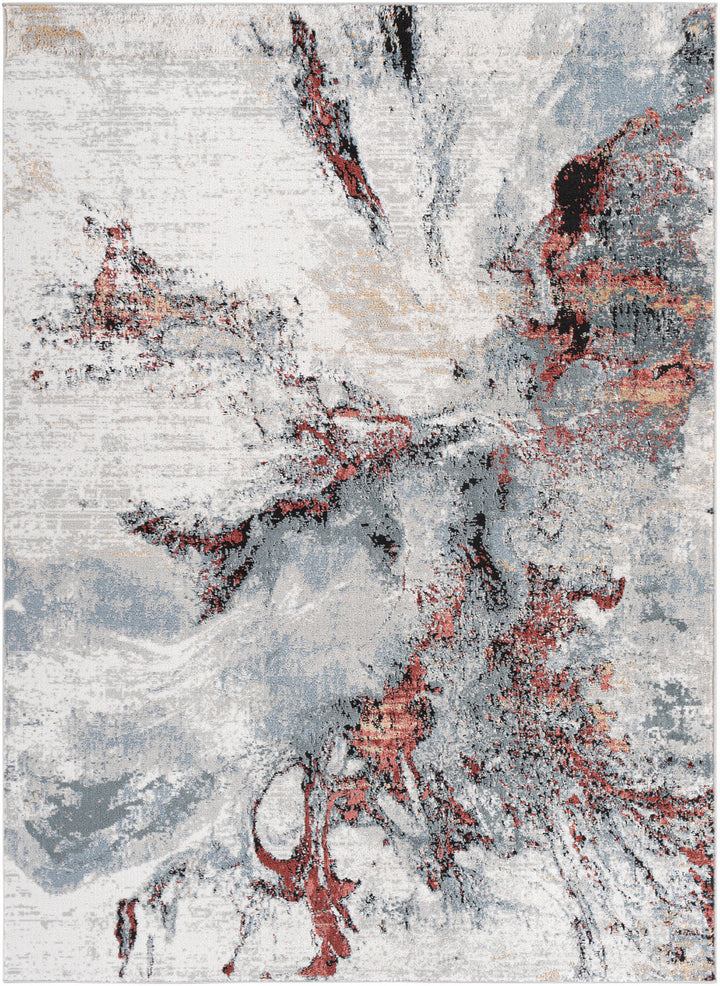 Jolie Abstract Marble Rug Grey & Burgundy - TheArtistsQuarter