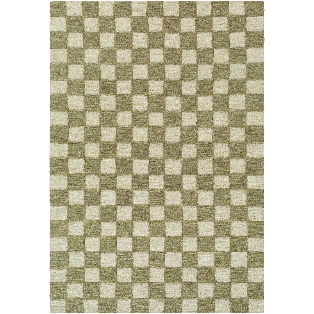 Klopp Modern Wool Checkered Rug Green - TheArtistsQuarter