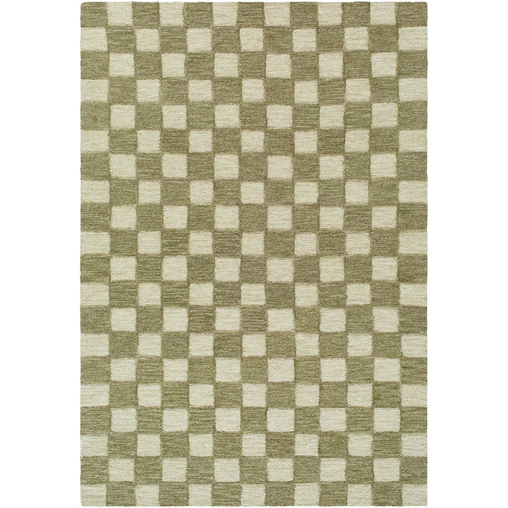 Klopp Modern Wool Checkered Rug Green - TheArtistsQuarter