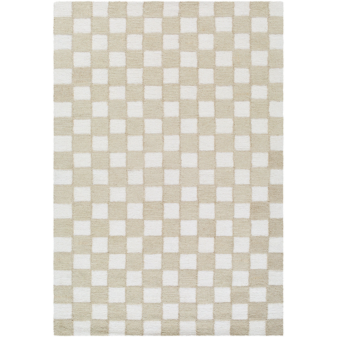 Klopp Modern Wool Checkered Rug Beige - TheArtistsQuarter