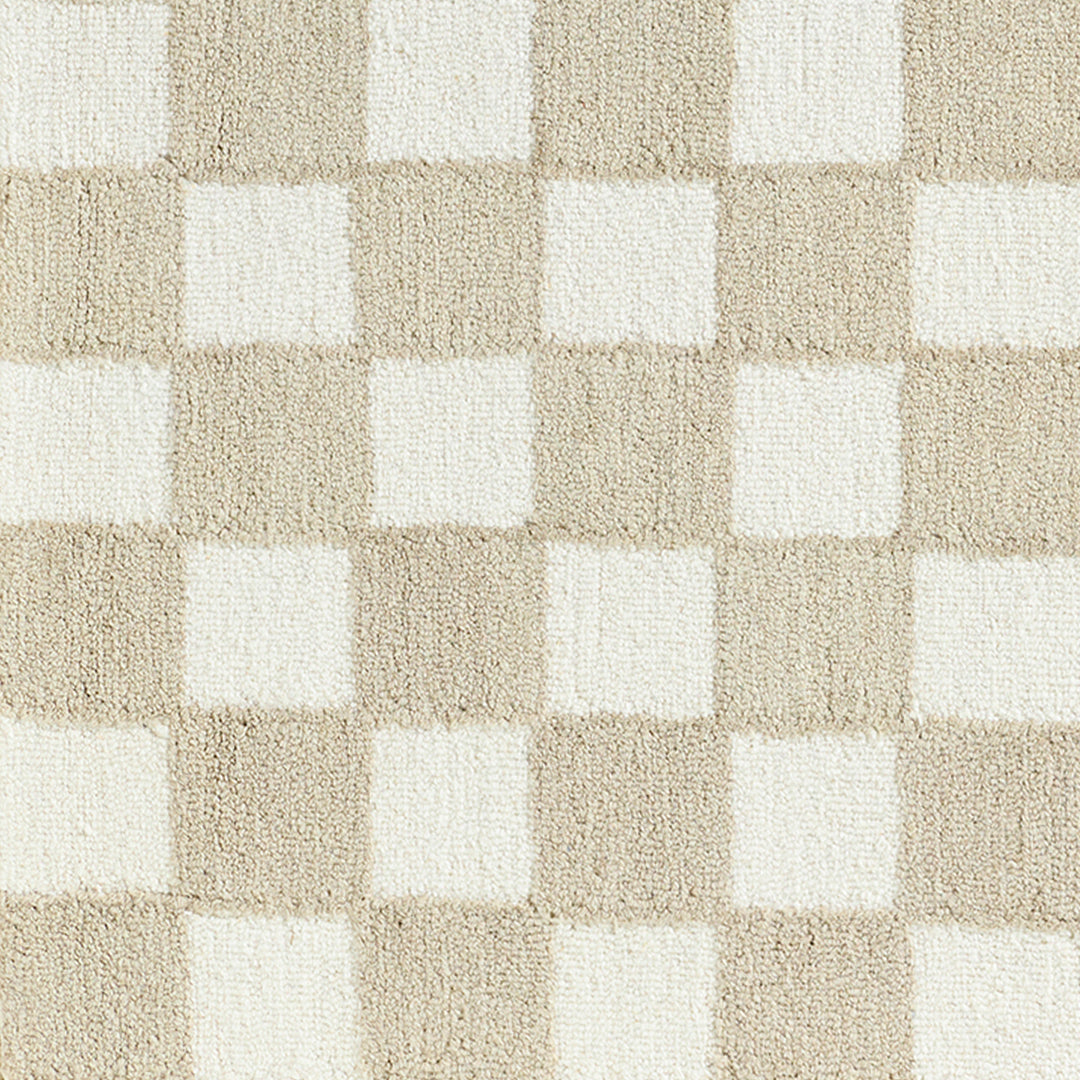 Klopp Modern Wool Checkered Rug Beige - TheArtistsQuarter