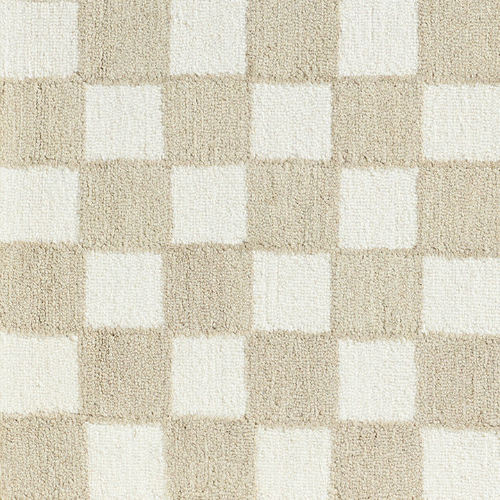 Klopp Modern Wool Checkered Rug Beige - TheArtistsQuarter
