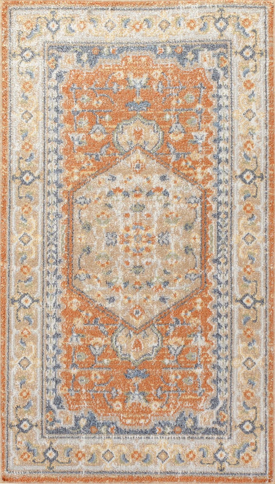 Lillian Traditional Washable Rug Orange & Ivory - TheArtistsQuarter