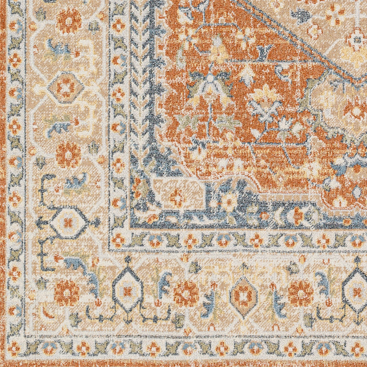 Lillian Traditional Washable Rug Orange & Ivory - TheArtistsQuarter