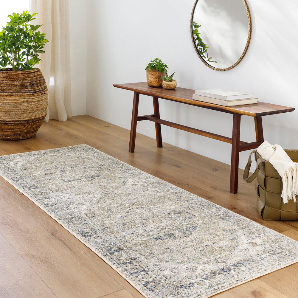 Lillian Traditional Washable Rug Green - TheArtistsQuarter