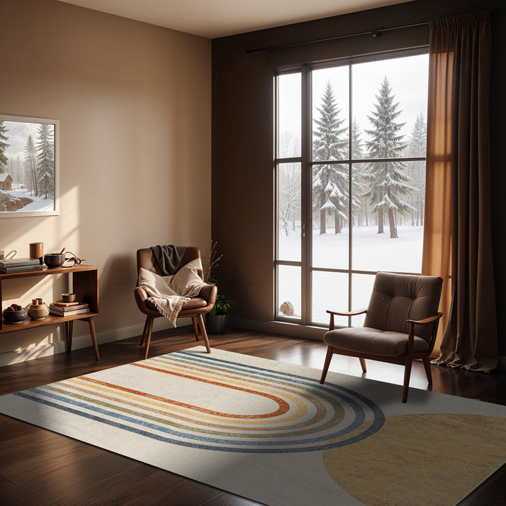 Lillian Modern Washable Rug Beige - TheArtistsQuarter