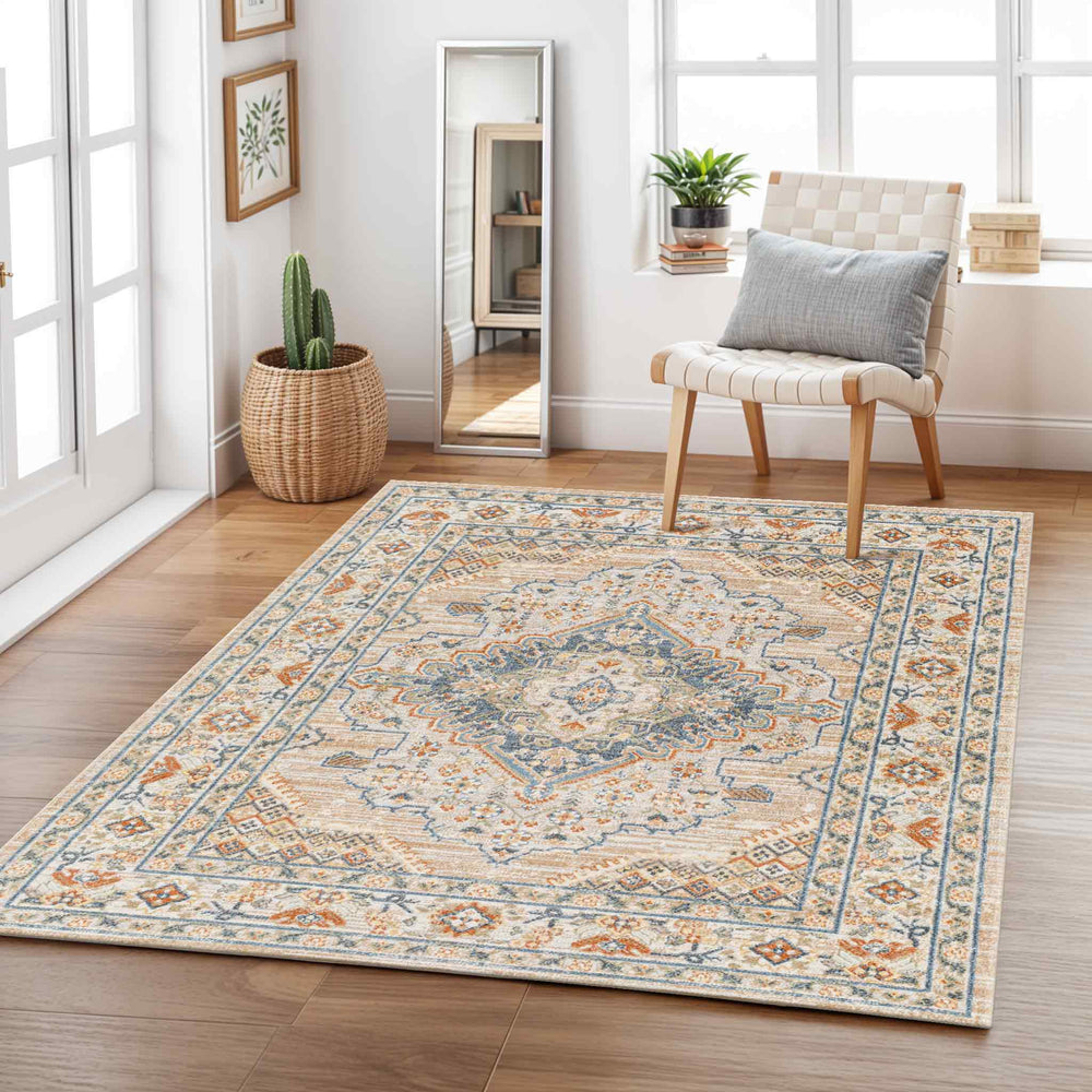 Lillian Traditional Washable Runner Brown - TheArtistsQuarter