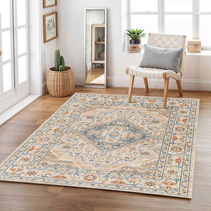 Lillian Traditional Washable Runner Brown - TheArtistsQuarter