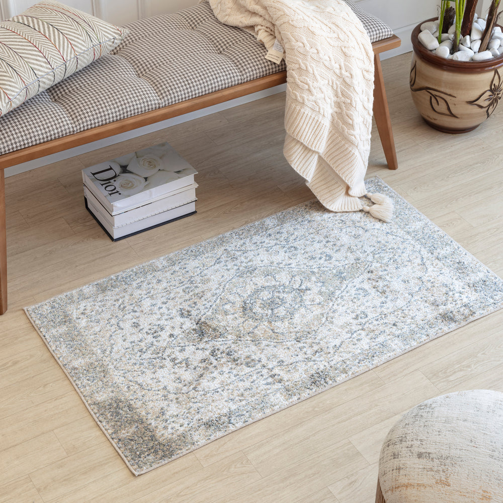 Lillian Traditional Washable Rug Brown & Ivory - TheArtistsQuarter