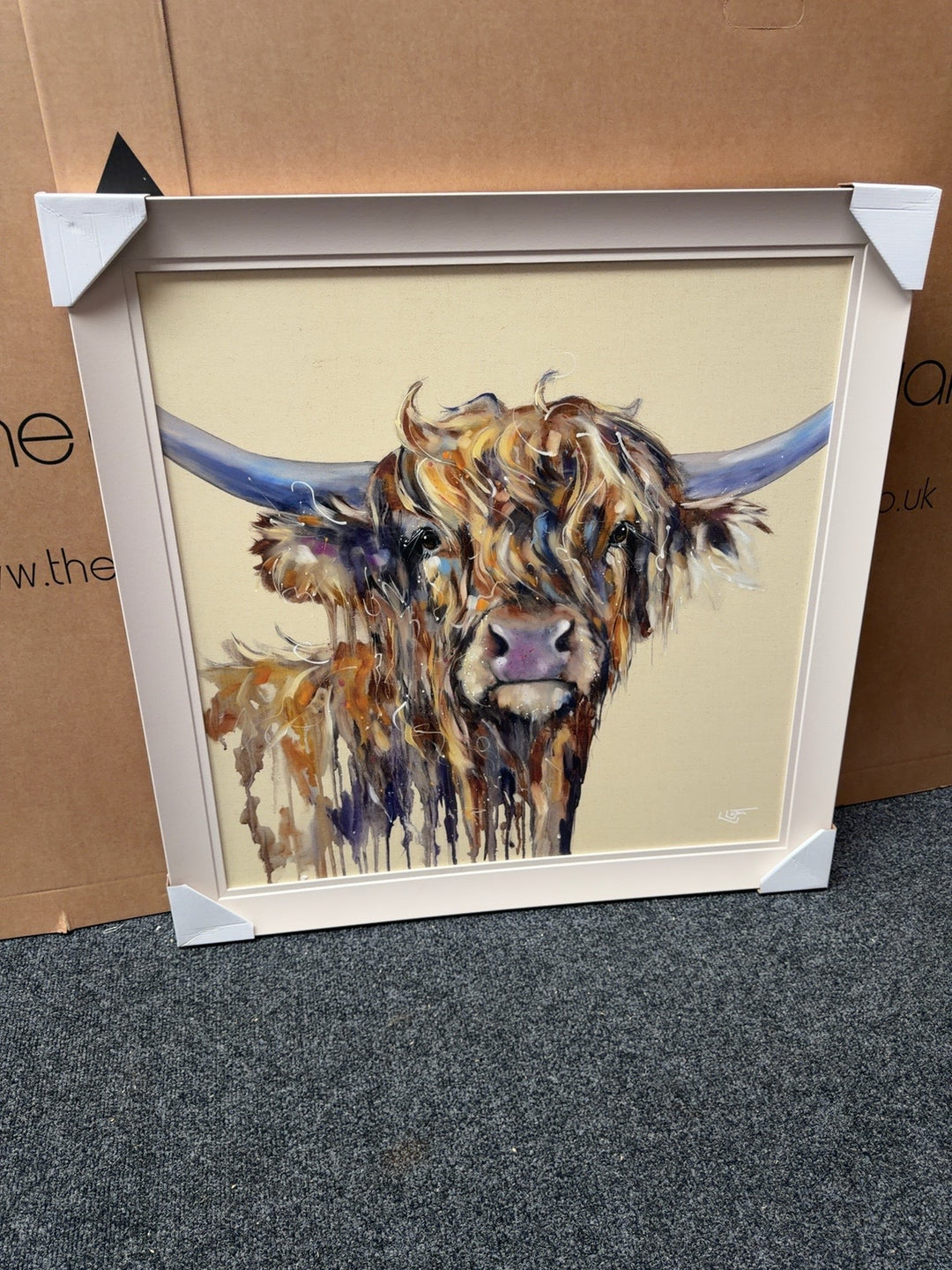 Louise Luton framed Highland cow artwork