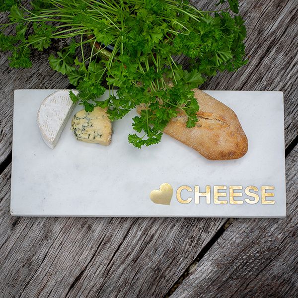 Culinary Concepts London. Marble Cheese Platter with Brass Heart & Cheese Design - TheArtistsQuarter