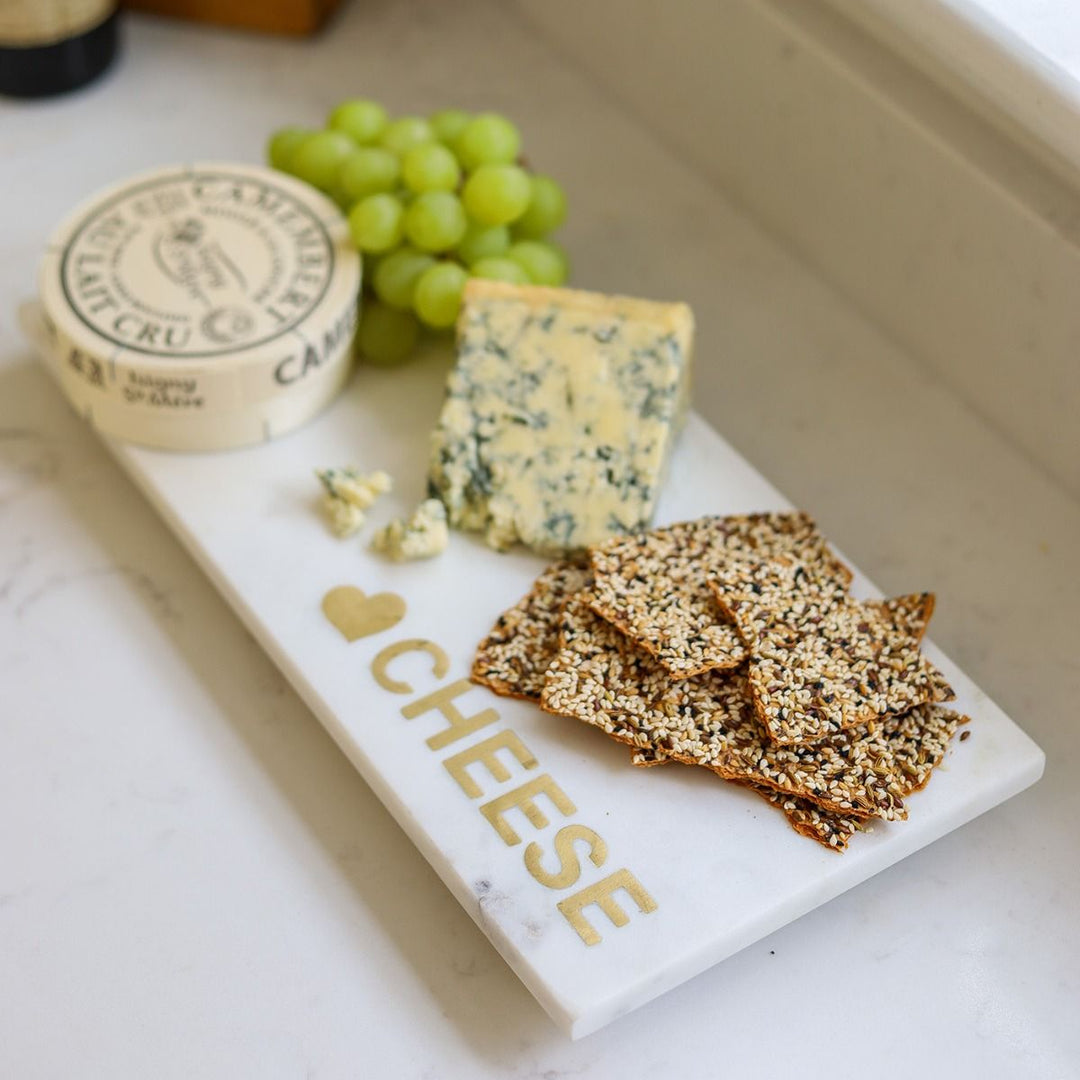 Culinary Concepts London. Marble Cheese Platter with Brass Heart & Cheese Design - TheArtistsQuarter