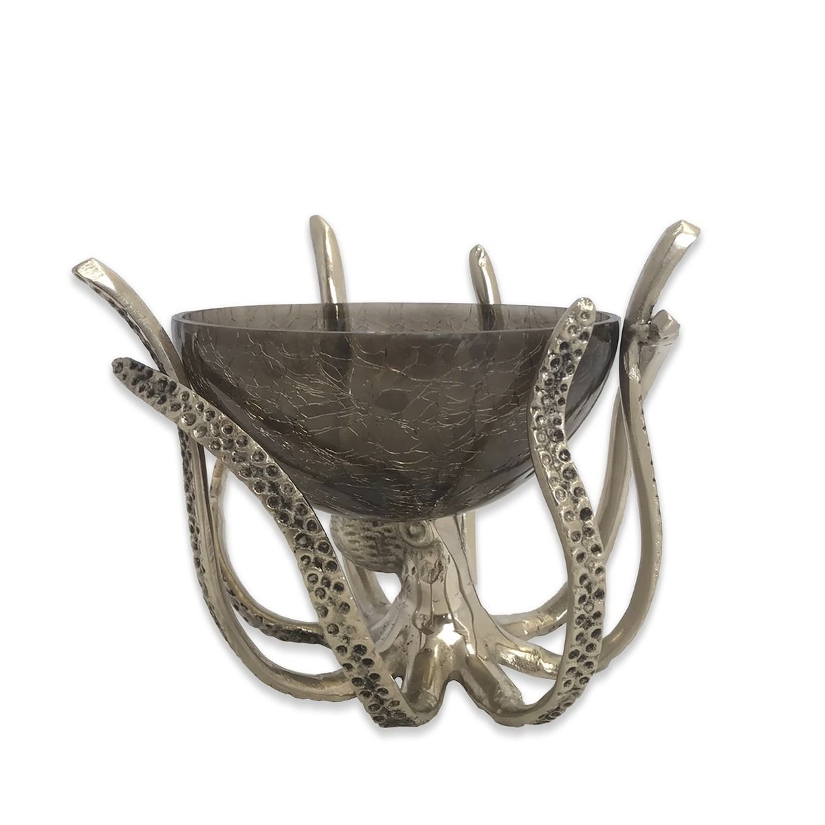 Culinary Concepts London. Mini Octopus Stand With Dark Crackle Glass Bowl - TheArtistsQuarter