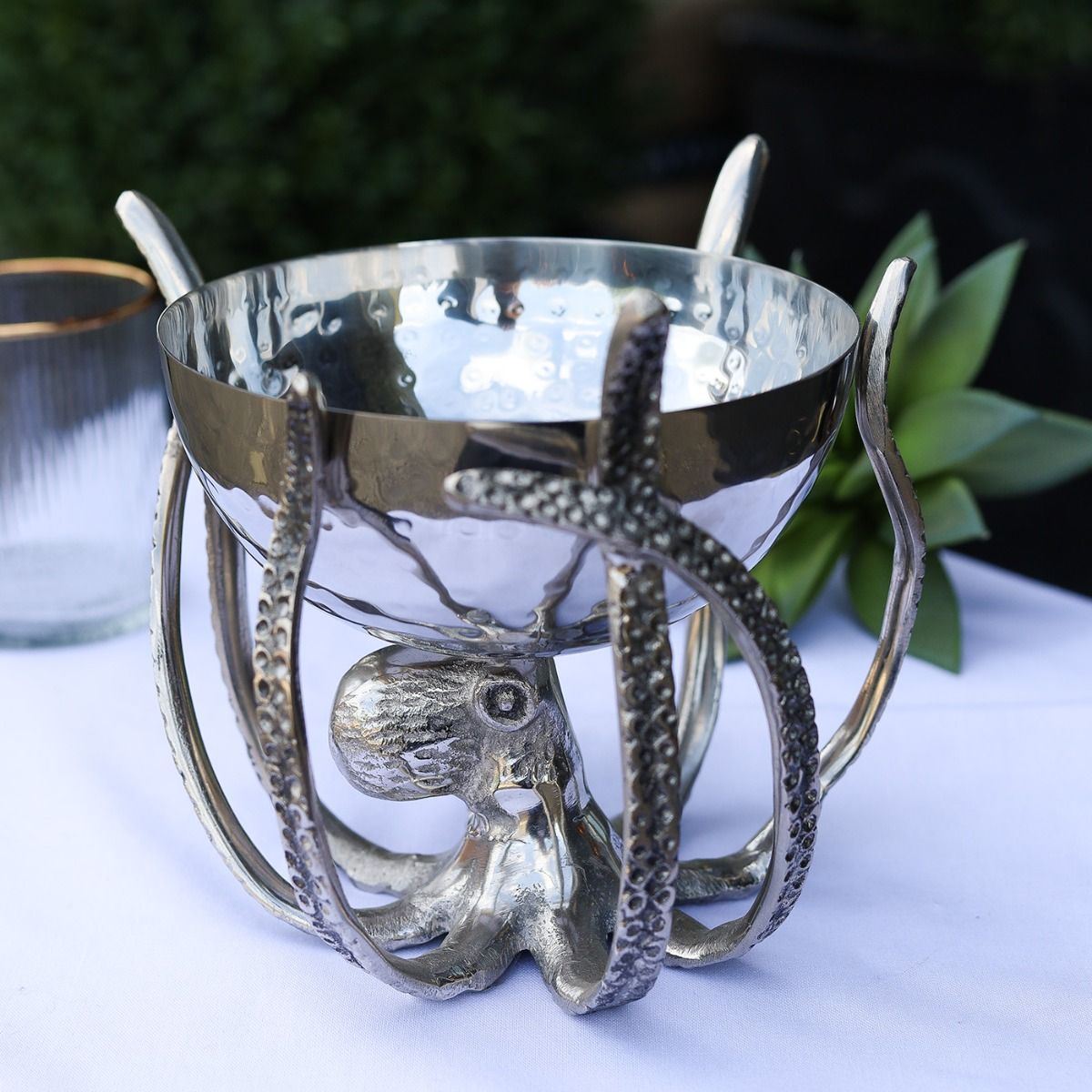Culinary Concepts London. Mini Octopus Stand and Hammered Stainless Steel Bowl - TheArtistsQuarter