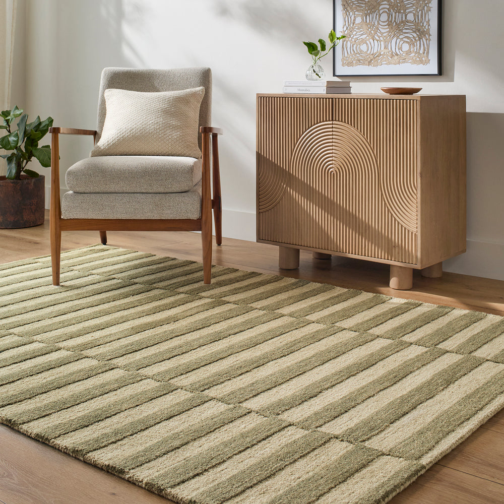 Idaho Modern Wool Rug Green - TheArtistsQuarter