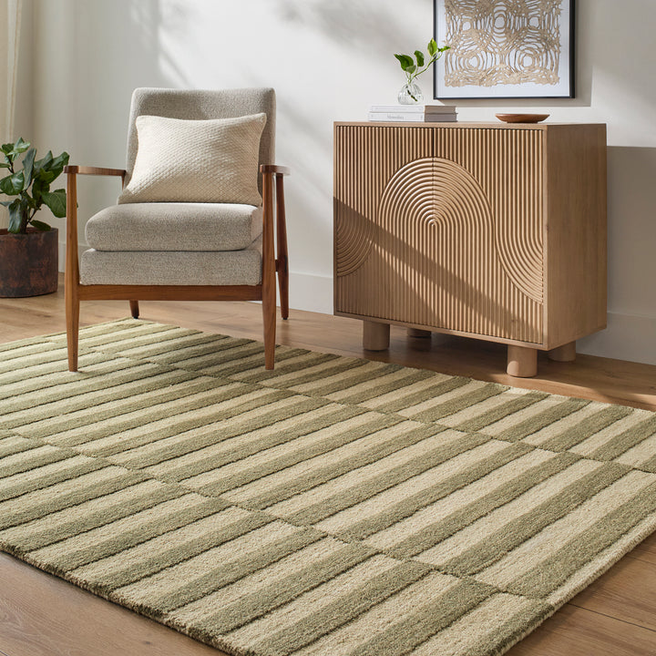 Idaho Modern Wool Rug Green - TheArtistsQuarter