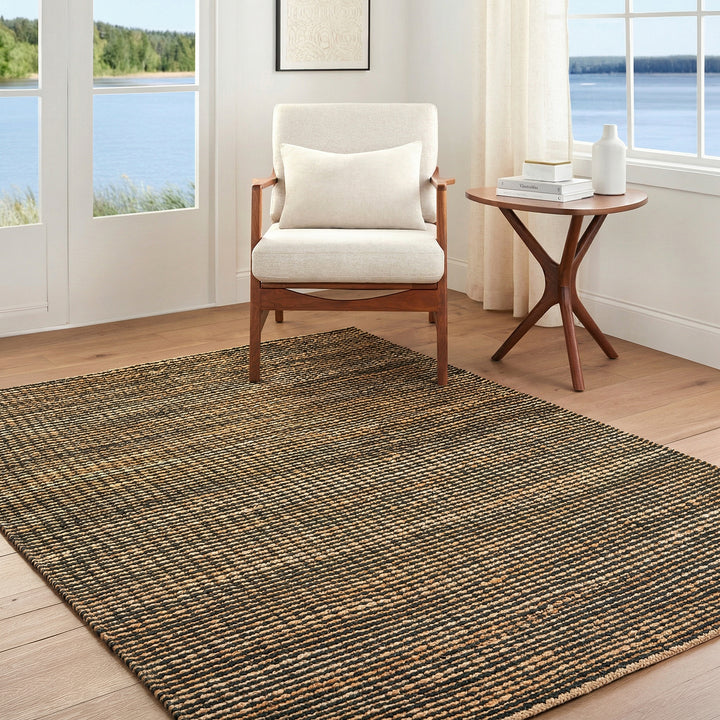 Priya Modern Jute Wool Rug Brown - TheArtistsQuarter
