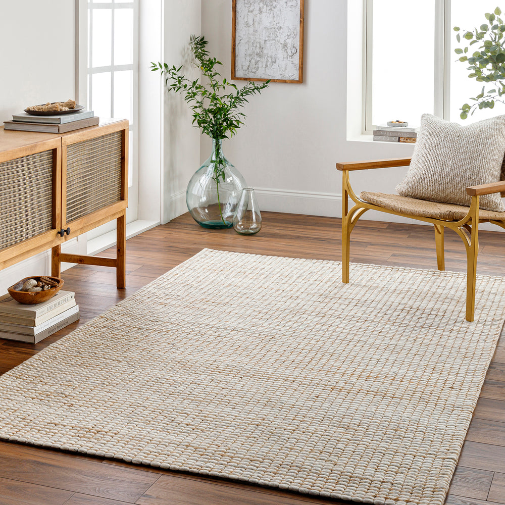 Priya Modern Jute Wool Rug Beige - TheArtistsQuarter