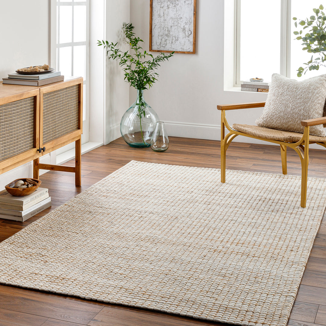 Priya Modern Jute Wool Rug Beige - TheArtistsQuarter