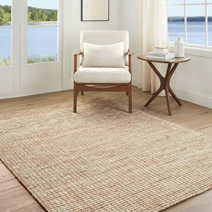 Priya Modern Jute Wool Rug Beige - TheArtistsQuarter