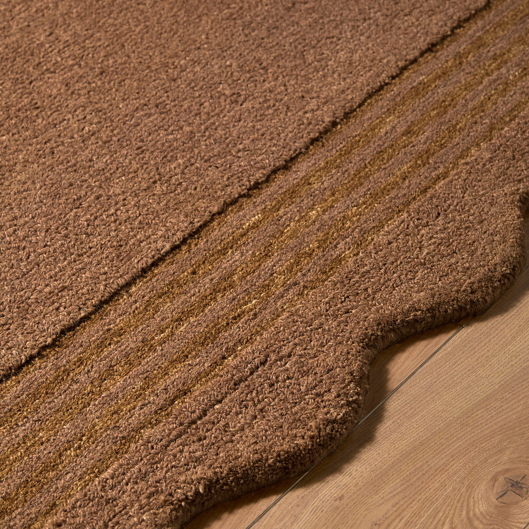 Scalloped Wool Rug Brown - TheArtistsQuarter