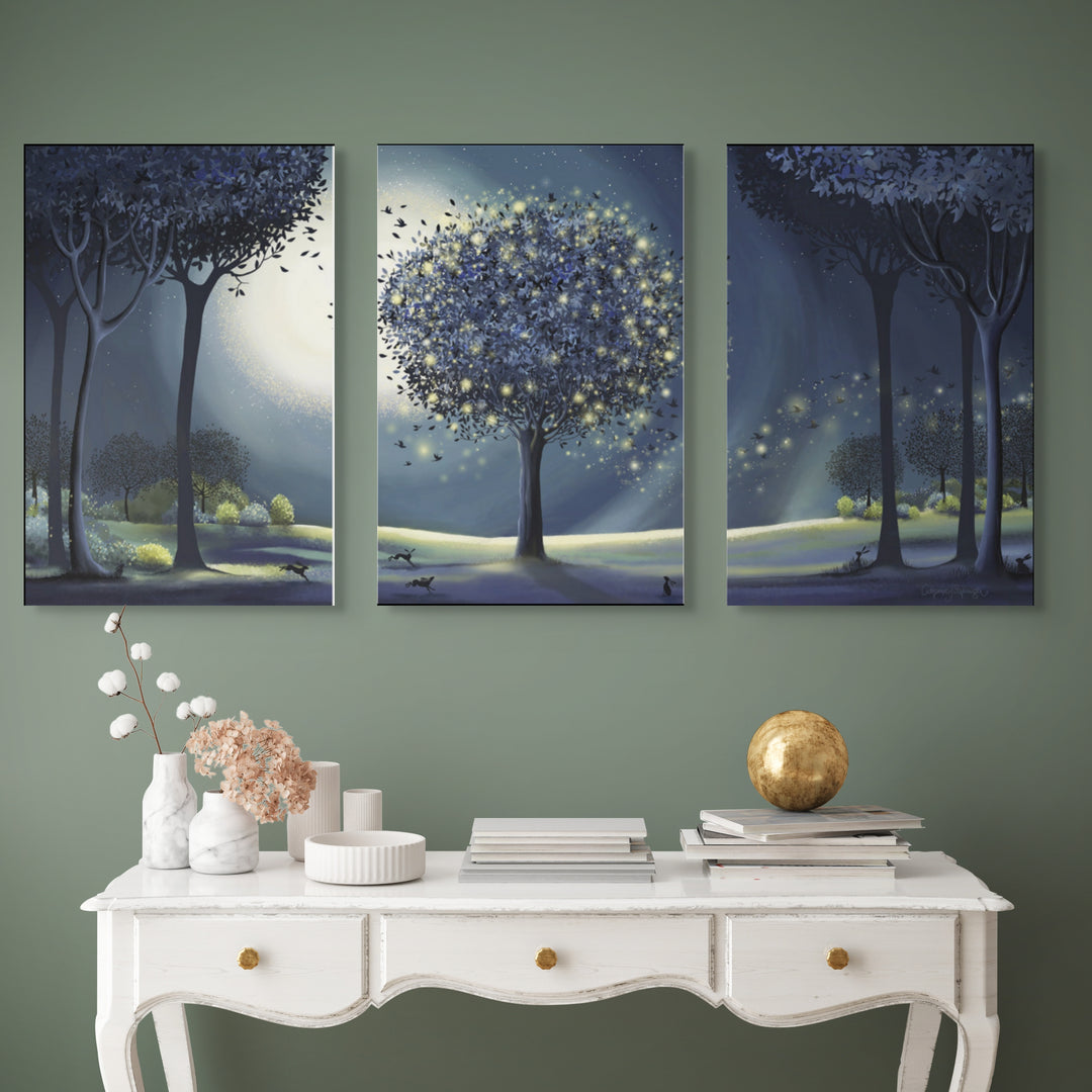 Firefly Tree Triptych By Catherine Stephenson - TheArtistsQuarter