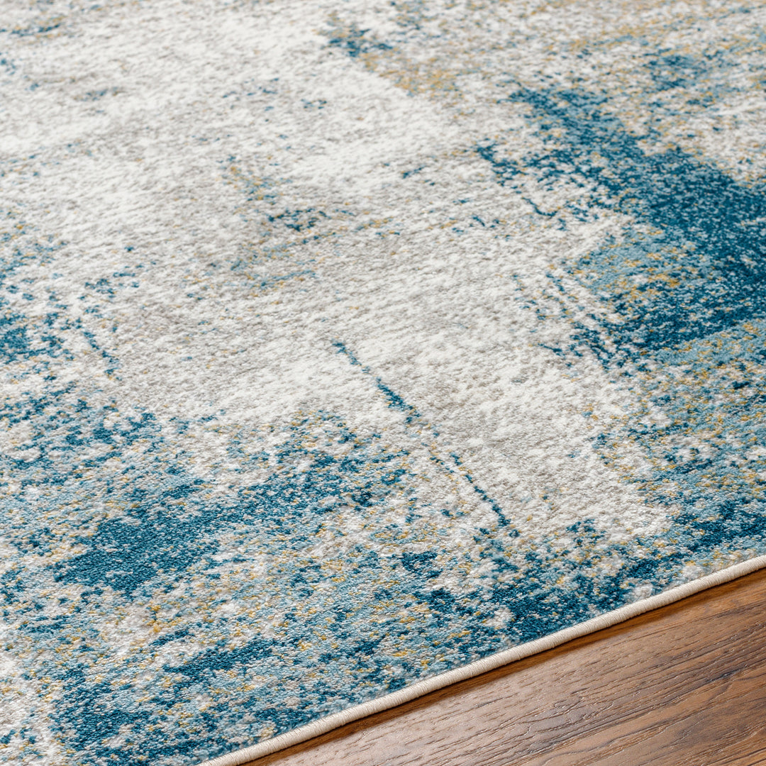 San Francisco Abstract Marble Rug Blue & Light Grey - TheArtistsQuarter