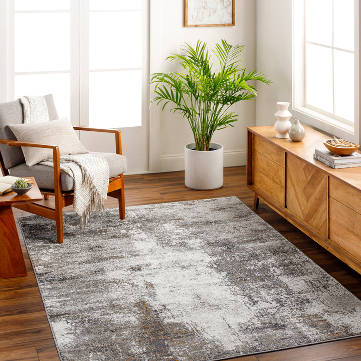 San Francisco Abstract Marble Rug Black & Tan - TheArtistsQuarter