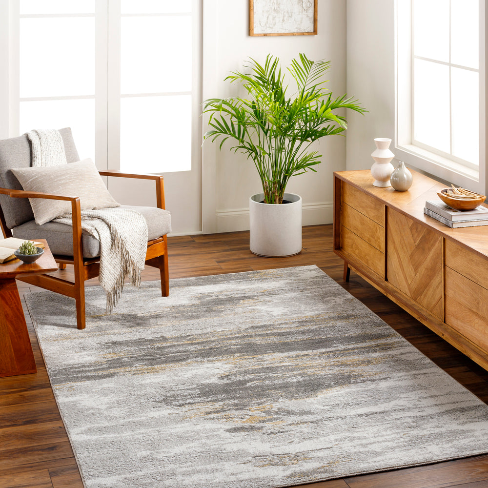 San Francisco Abstract Marble Rug Black & Light Grey - TheArtistsQuarter