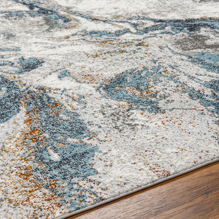 San Francisco Abstract Marble Rug Blue & Ivory - TheArtistsQuarter