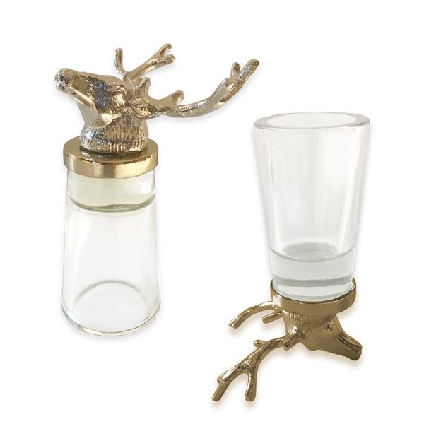 Culinary Concepts London. Set of Two Stag Shot Glasses - Gold Finish - TheArtistsQuarter