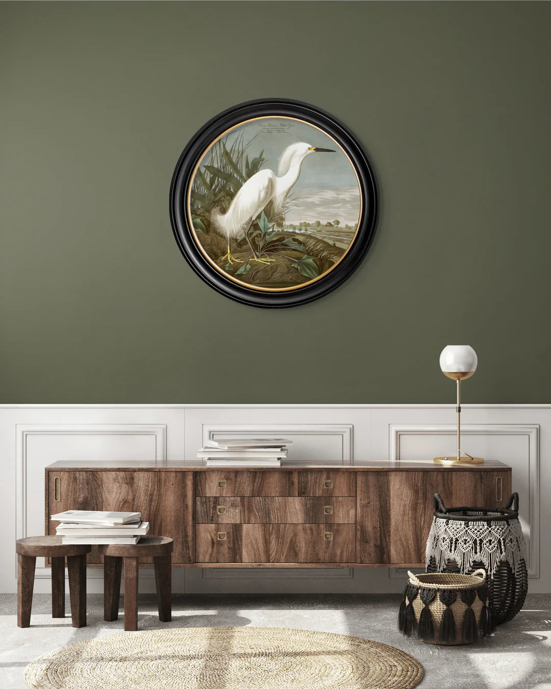 C.1838 Audubon's Herons - Round Frame - TheArtistsQuarter