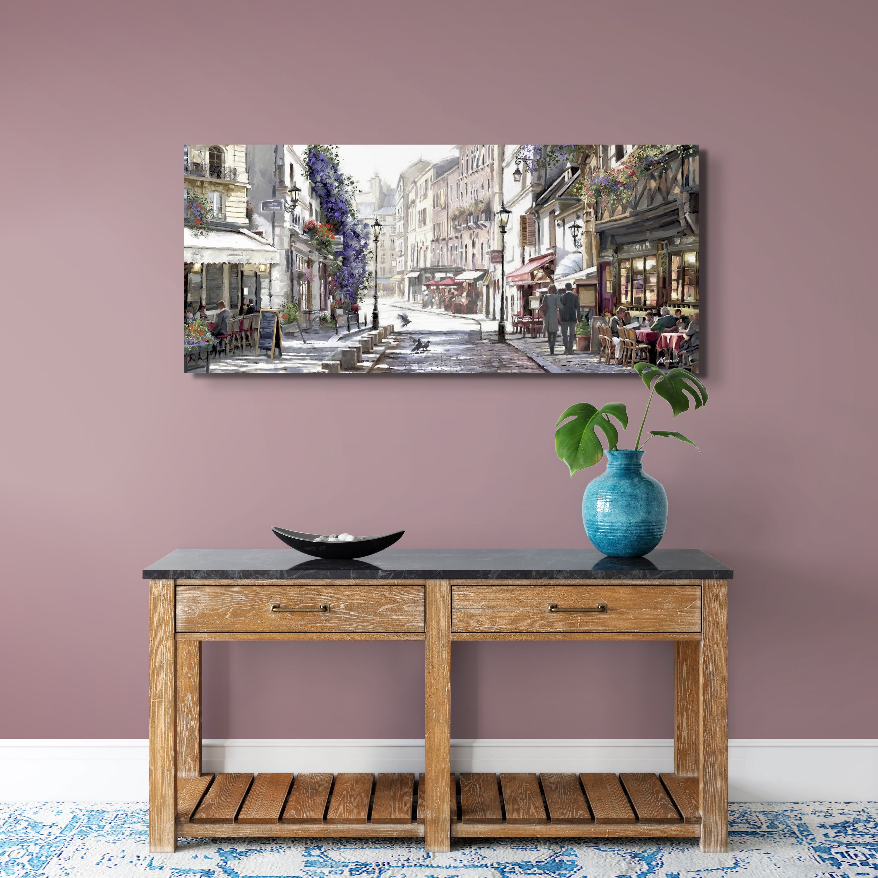 Sunlit Cafes By Richard MacNeil (Extra Large Canvas)