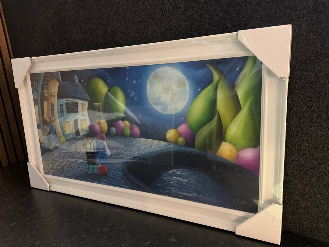 The Full Moon by Claire Baxter in a white frame