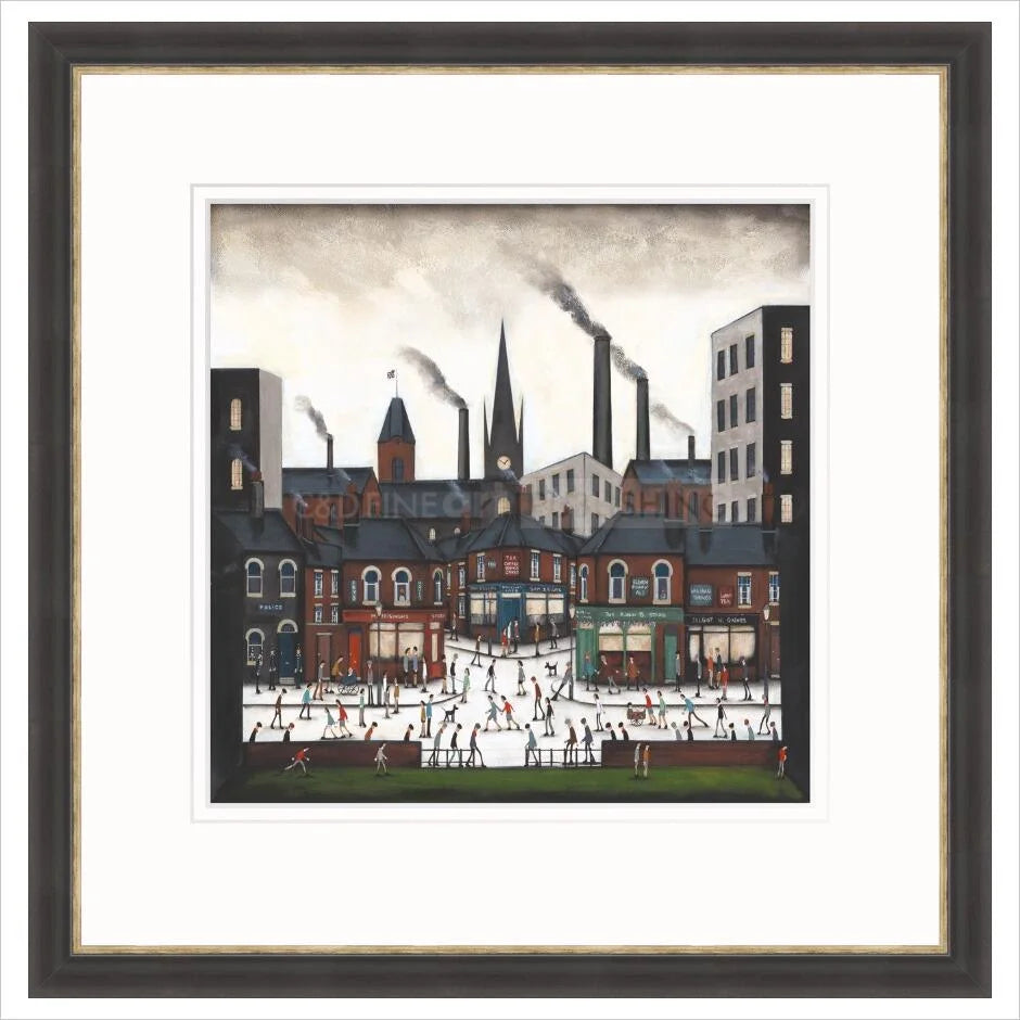 The Heart of the Town by Sean Durkin - warm black frame with distressed silver edge
