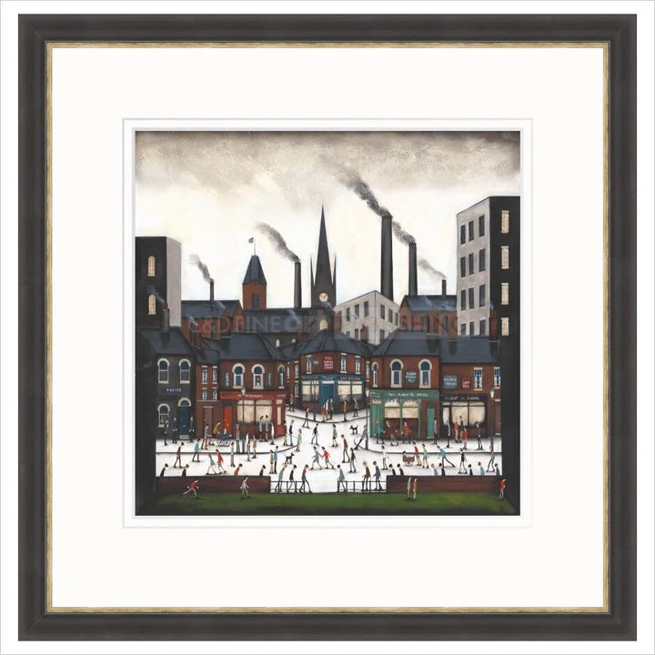 The Heart of the Town by Sean Durkin - warm black frame with distressed silver edge