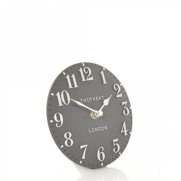 Thomas Kent London. Arabic Mantel Clock 6" (15cm) Dolphin Grey - TheArtistsQuarter