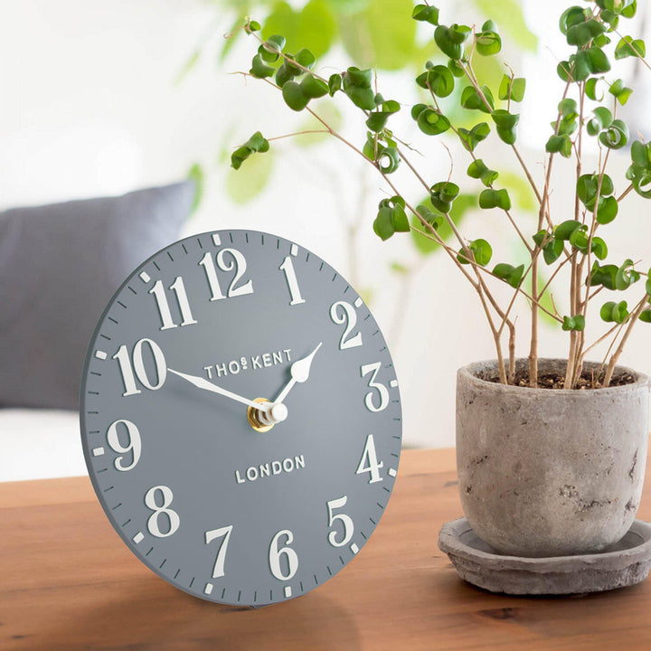Thomas Kent London. Arabic Mantel Clock 6" (15cm) Flax Blue *PRE-ORDER DEL EARLY JUNE* - TheArtistsQuarter