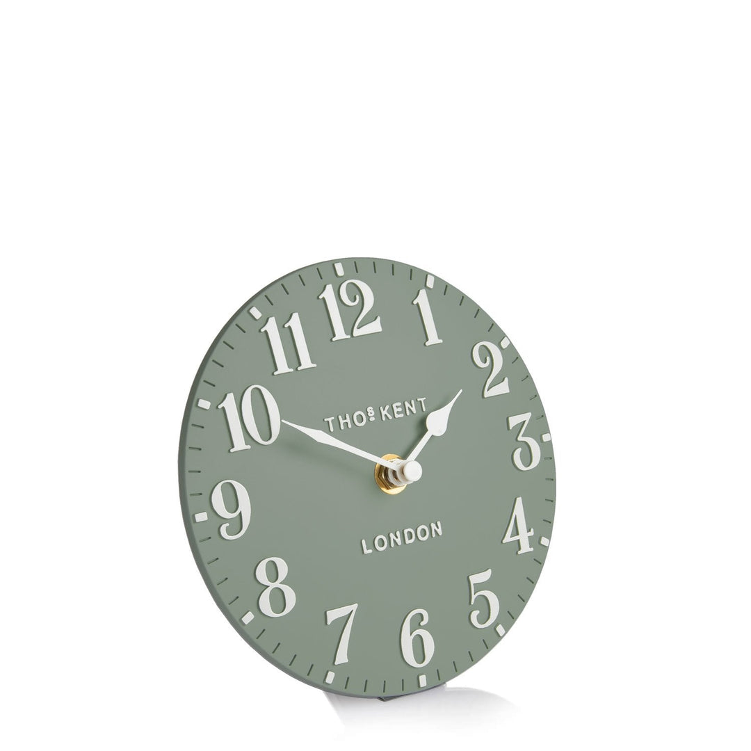 Thomas Kent London. Arabic Mantel Clock 6" (15cm) Seagrass *PRE-ORDER DEL EARLY MAY* - TheArtistsQuarter