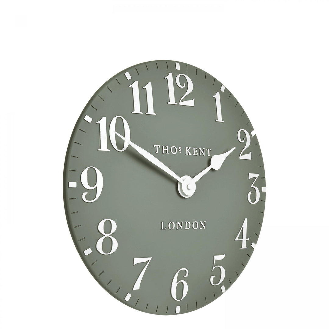 Thomas Kent London. Arabic Wall Clock 12" (31 cm) Seagrass - TheArtistsQuarter